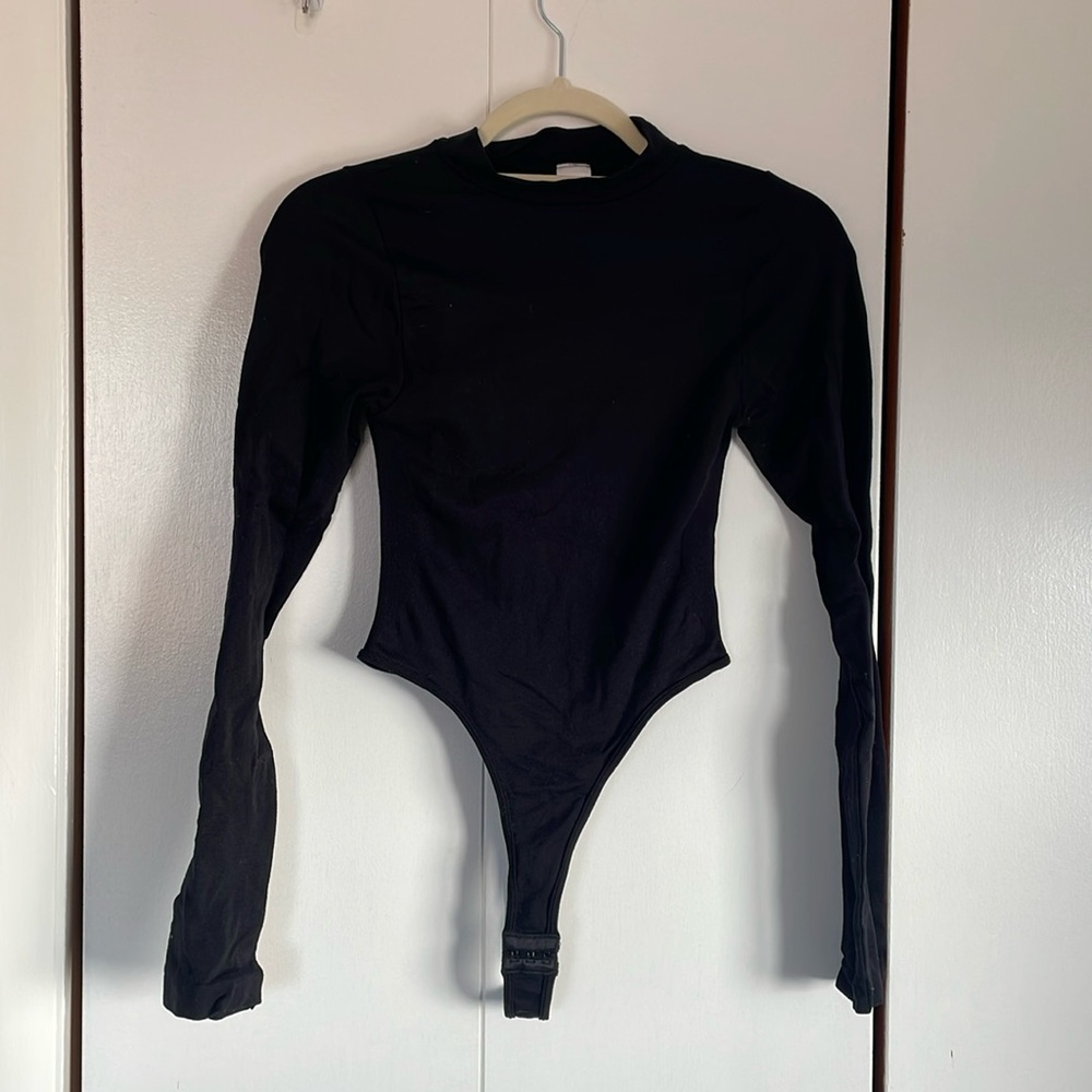 High waist Long Sleeve Black High neck bodysuit